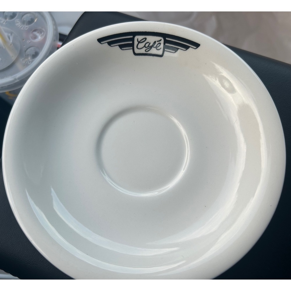 John Tams England Cafe Cup and Saucer Set White Black Retro Logo 2 Piece Set - Picture 2 of 10
